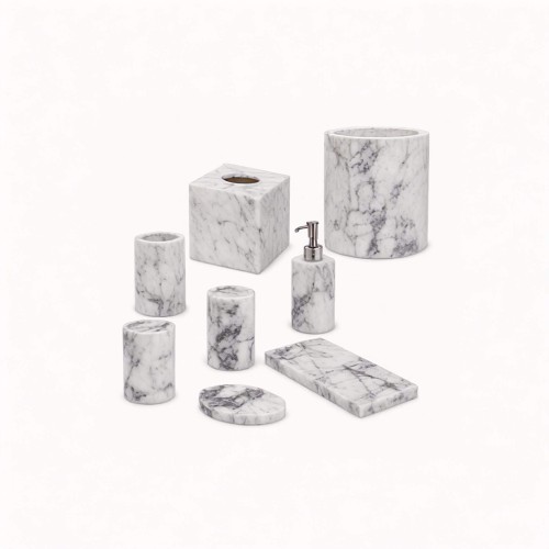 Badezimmer-Set aus Carrara-Marmor