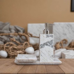 Label White Marble Bathroom Set of 3 Label White Marble Bathroom Set of 3