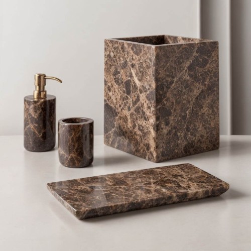 Brand Brown Marble Bathroom Set of 4