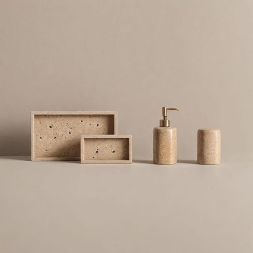 Eva Travertin Badezimmer-Set, 4 Stück