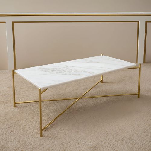 Brass Legged Marble Coffee Table