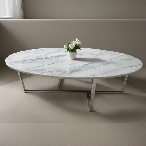 Marble Coffe Table with Chrome Legs Marble Coffe Table with Chrome Legs