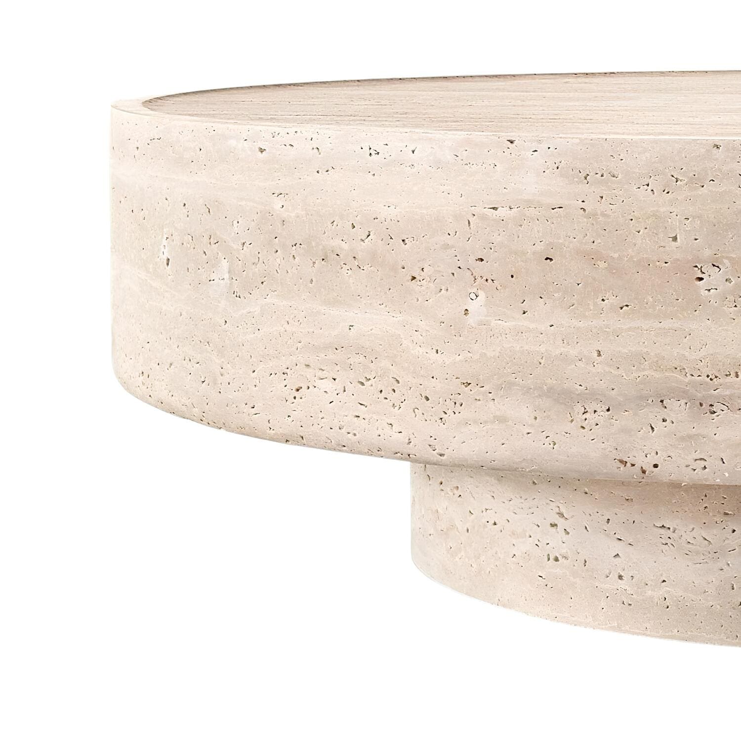 Round Travertine Coffee Table - Natural and Elegant