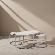 Compact Marble Nesting Coffee Table