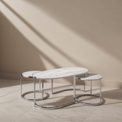 Compact Marble Nesting Coffee Table