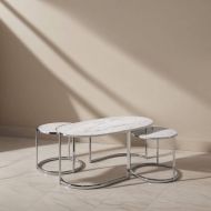 Compact Marble Nesting Coffee Table