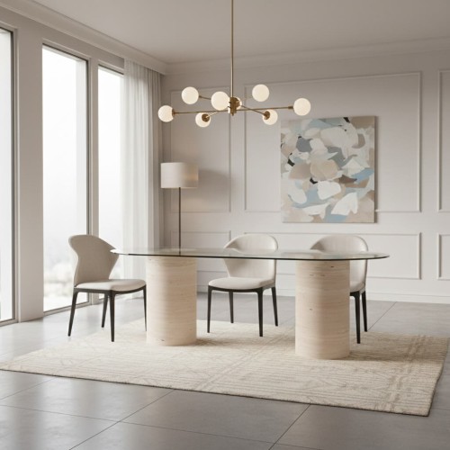 Elsa Travertine Dining Table