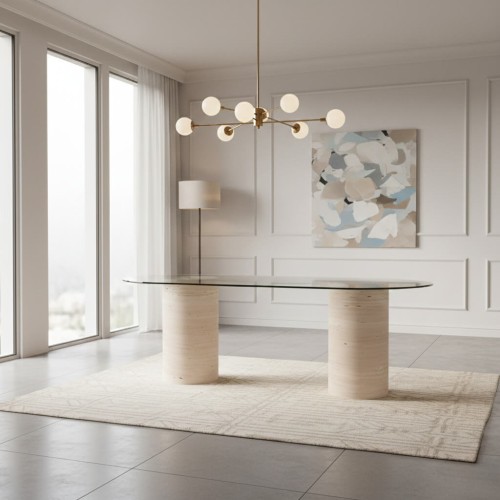 Elsa Travertine Dining Table