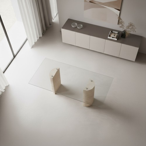 Marcio Glass Travertine Table