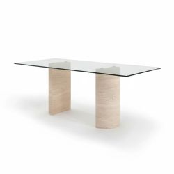Marcio Glass Travertine Table Marcio Glass Travertine Table