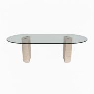 Marcio 2 Camlı Traverten Yemek Masası