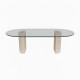 Marcio 2 Glass Travertine Table
