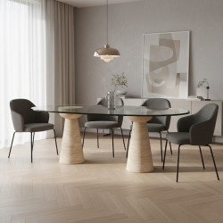 Roma Glass Travertine Table