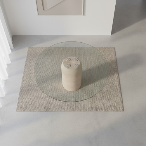 Salome Glass Travertine Table