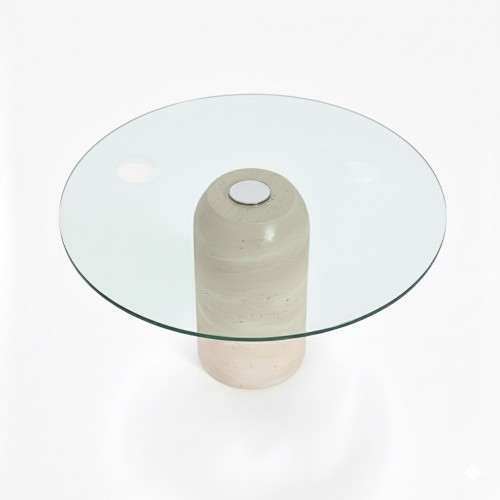 Salome Glass Travertine Table