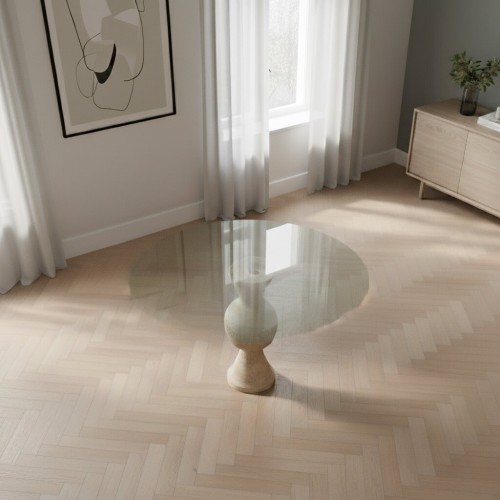 Liona  Glass Travertine Table
