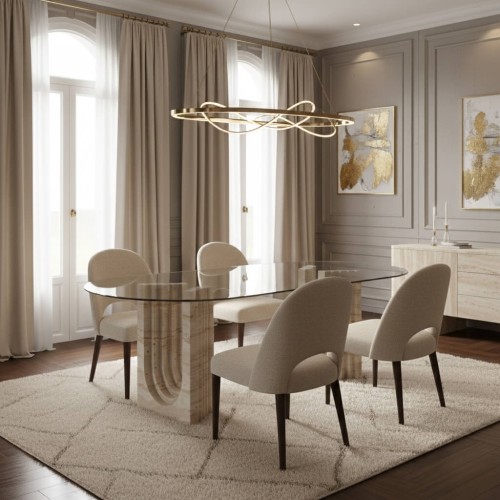 Tukas Glass Travertine Table