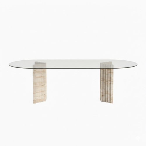 Tukas Glass Travertine Table
