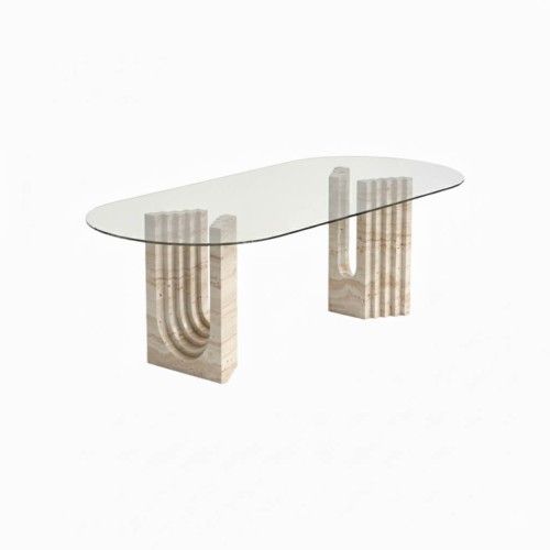 Tukas Glass Travertine Table