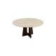Kento Travertine Dining Table with Wooden Legs
