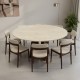 Kento Travertine Dining Table with Wooden Legs