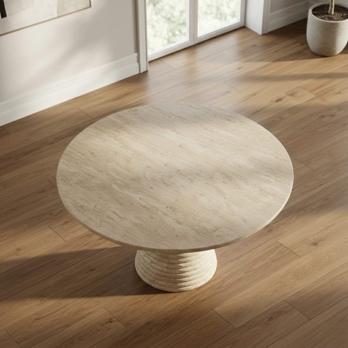Bruno Round Travertine Dining Table
