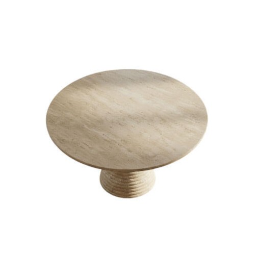 Bruno Round Travertine Dining Table