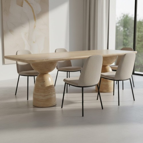 Enito Travertine Dining Table