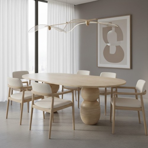 Nasra Travertine Dining Table