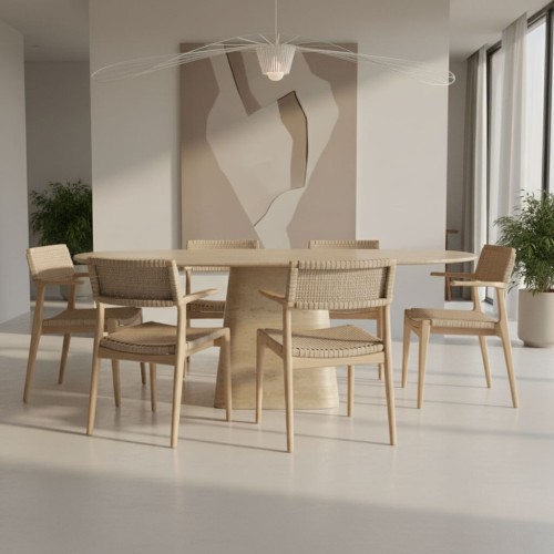 Jour Travertine Dining Table