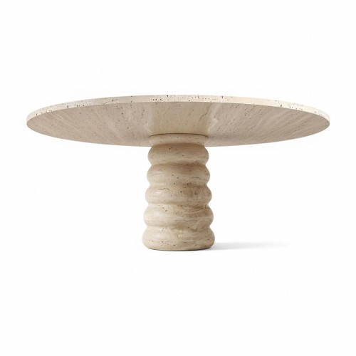 طاولة طعام كاردون المستديرة المصنوعة من حجر الترافرتين