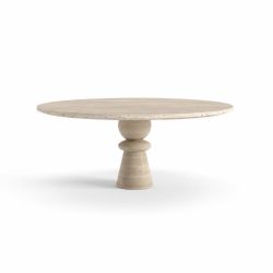 Oro Yuvarlak Traverten Yemek Masası