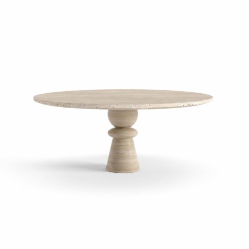 Segam Yuvarlak Traverten Yemek Masası
