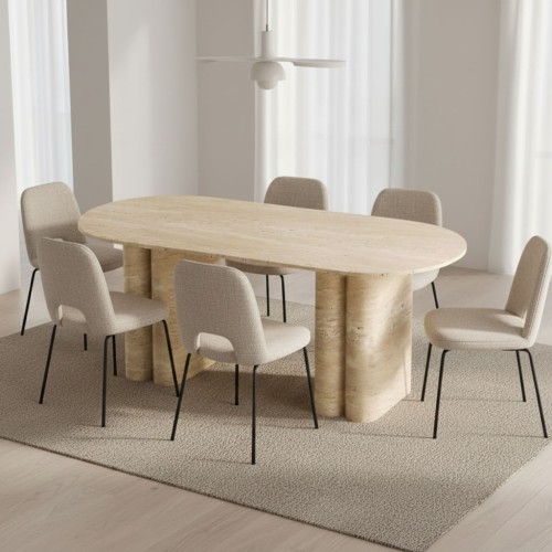 طاولة طعام من حجر الترافرتين من هاس