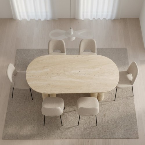 طاولة طعام من حجر الترافرتين من هاس