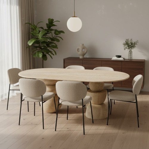 طاولة طعام من حجر الترافرتين ساناي