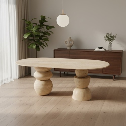 طاولة طعام من حجر الترافرتين ساناي