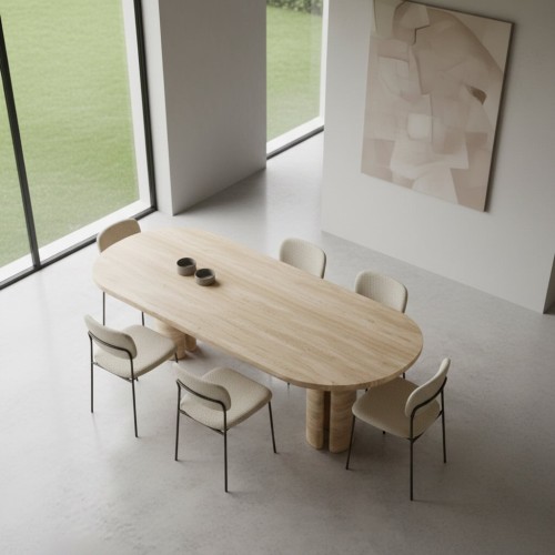 طاولة طعام من حجر الترافرتين