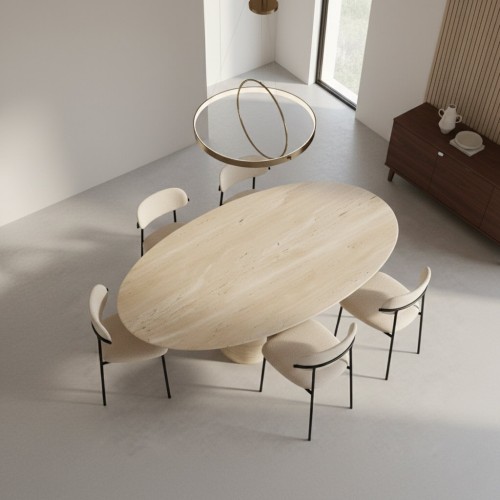 طاولة طعام من حجر الترافرتين بودر