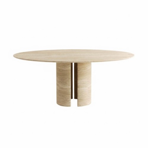 طاولة طعام من حجر الترافرتين بودر