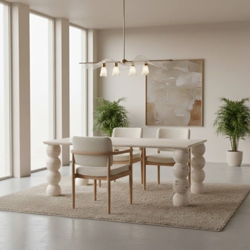 طاولة طعام من حجر الترافرتين