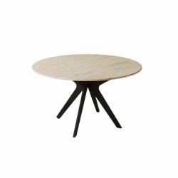 Vittoria Yuvarlak Traverten Yemek Masası