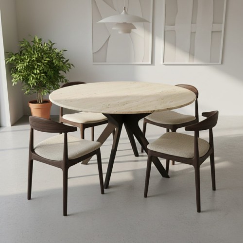 طاولة طعام من حجر الترافرتين بودر-Zoraa 