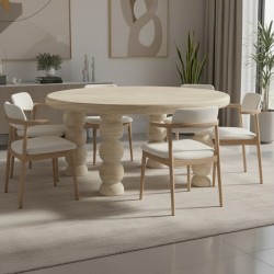 طاولة طعام مستديرة من حجر الترافرتين