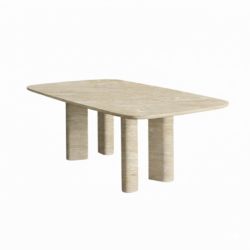 Pure Yuvarlak Traverten Yemek Masası