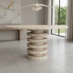 طاولة طعام من حجر الترافرتين بودر-Lucas 