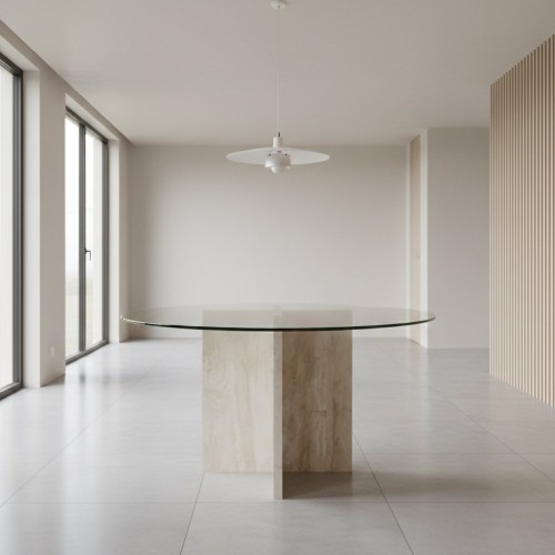 طاولة طعام من حجر الترافرتين بودر-Nora 