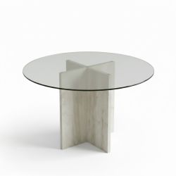 Bold Kare Traverten Yemek Masası