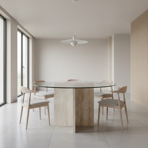 طاولة طعام من حجر الترافرتين بودر-Nora 