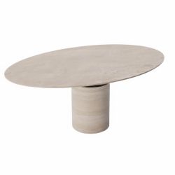 Crest Elips Traverten Yemek Masası